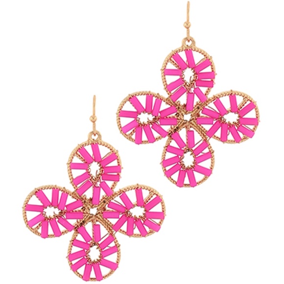 Seedbead Flower Drop Earrings - Picture 1 of 2